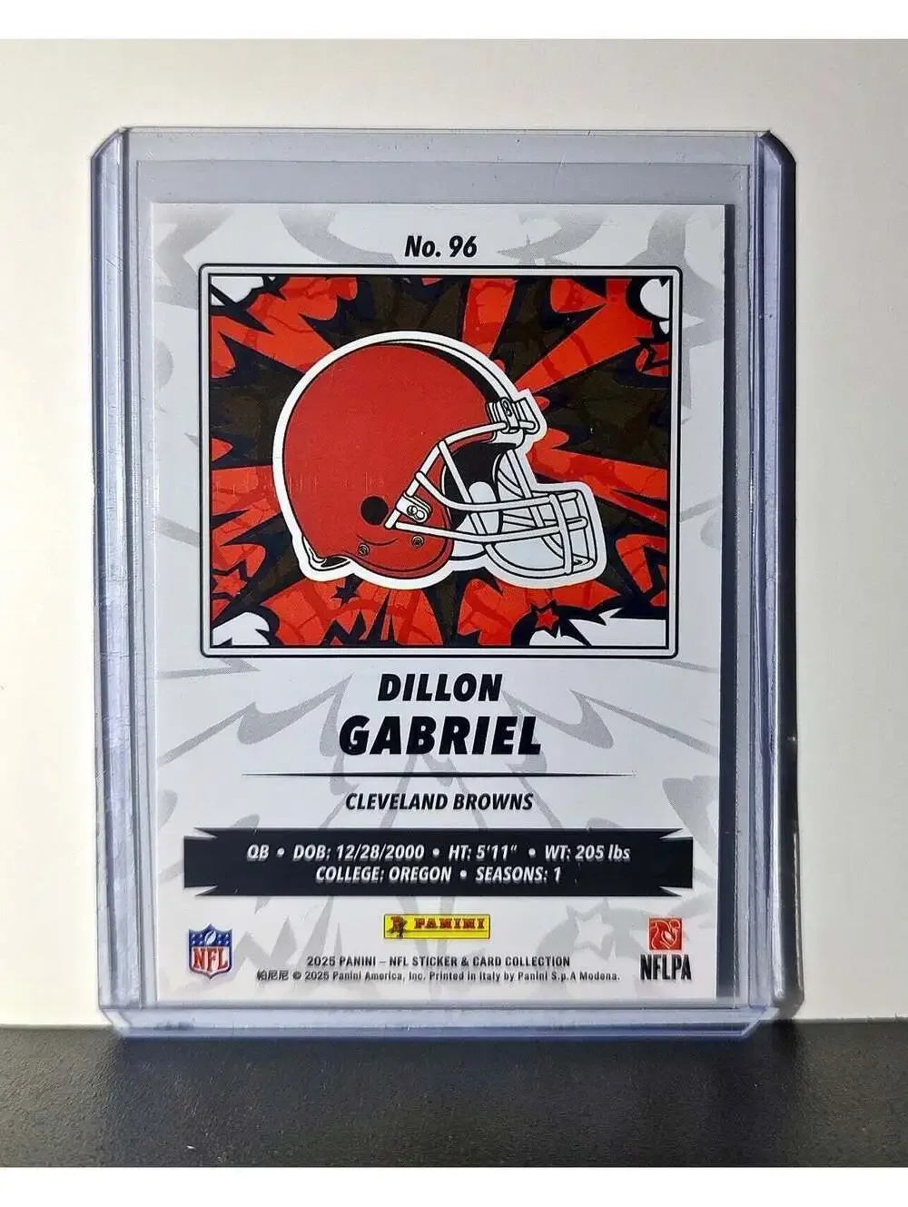 Dillon Gabriel Rookie 2025 Panini NFL #96 Foil Sticker Card Cleveland Browns